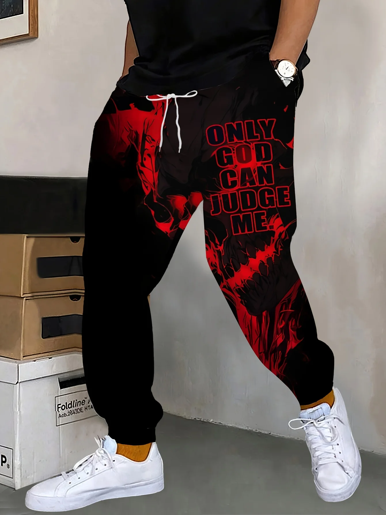 

Hot selling new men's autumn trendy letter print comfortable soft drawstring pants outdoor street style pants