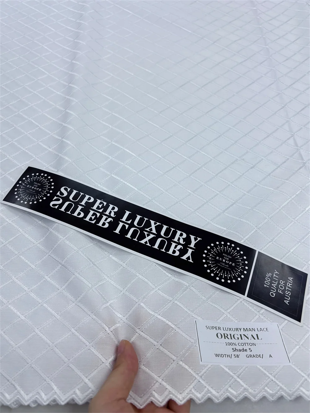 

2025 Luxury African Polished Lace Fabric High Quality Lace Atiku Fabric 5Yards For Men Traditional Suit Materials White A1220-1