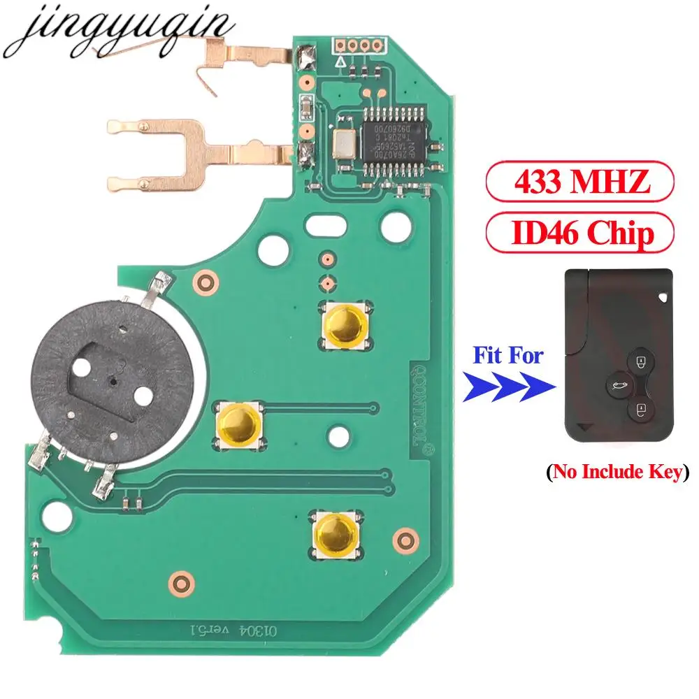 Jingyuqin 3 Buttons 433Mhz ID46 PCF7947 Chip Smart PCB No Include Key For Renault Megane 2 Grand Scenic II