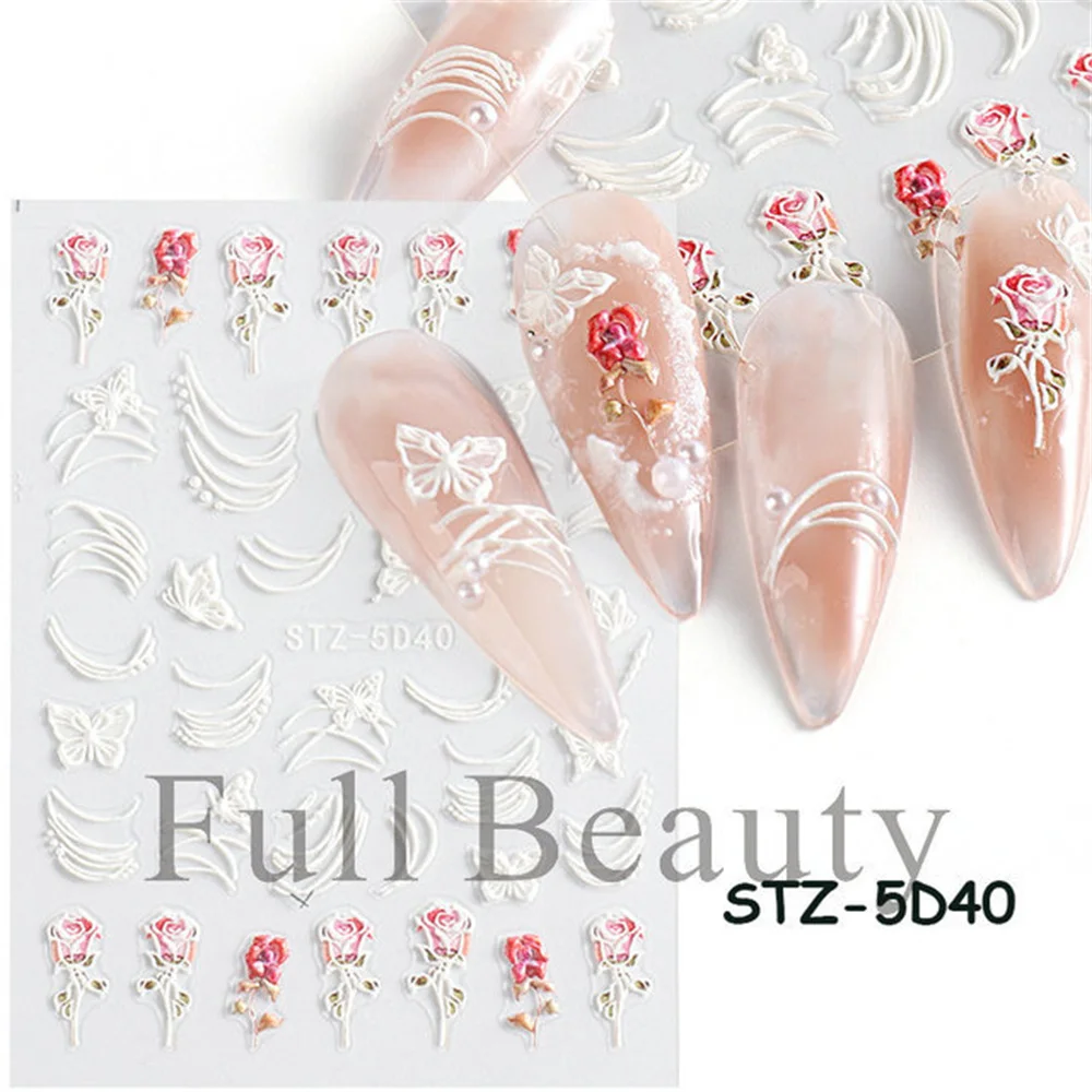 Nail Art Stickers Simple And Delicate Relief Tulip Nail Stickers Nail Supplies And Manicure Tools 5d Nail Sticker High Quality