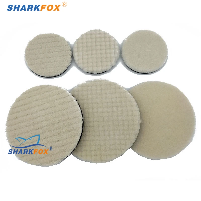 Sharkfox 3/5 Inch Japan Wool Polish Pad For DA RO Car Polisher Polishing Tray 80mm125mm Cutting Pad Car Clean Product