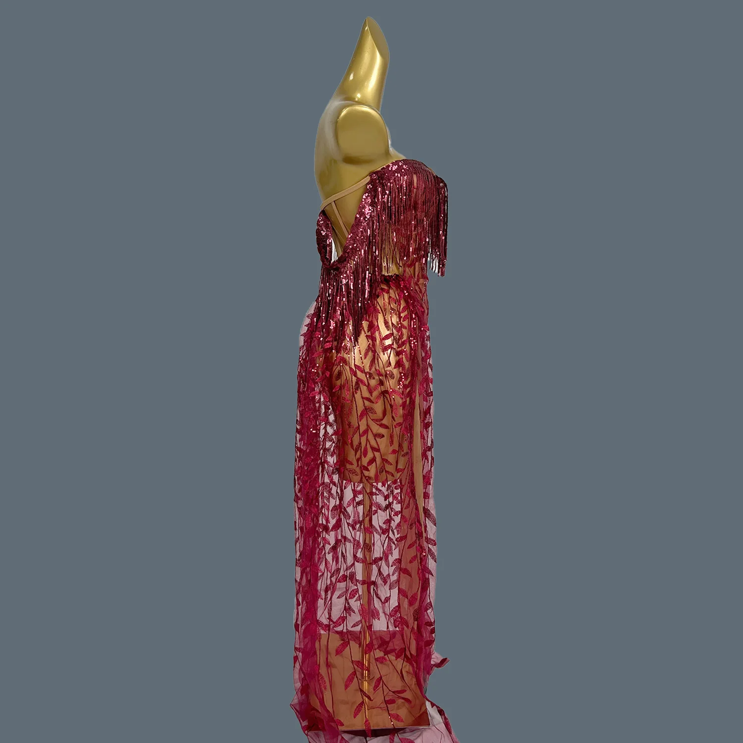 

Women Sequins Dress Party Birthday Maxi Dress for Lady Strapless Tassel Gowns Prom Singer Stage Club Show Wear High-end Liushu