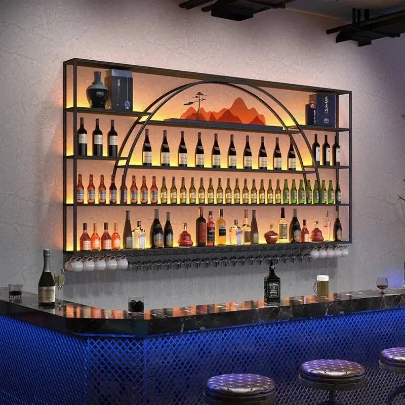Showcase Liquor Whiskey Display Coffe Organizer Furniture Wall Wine Shelf Bar Cabinet Bottles Drink Vitrina Modern Nightclub