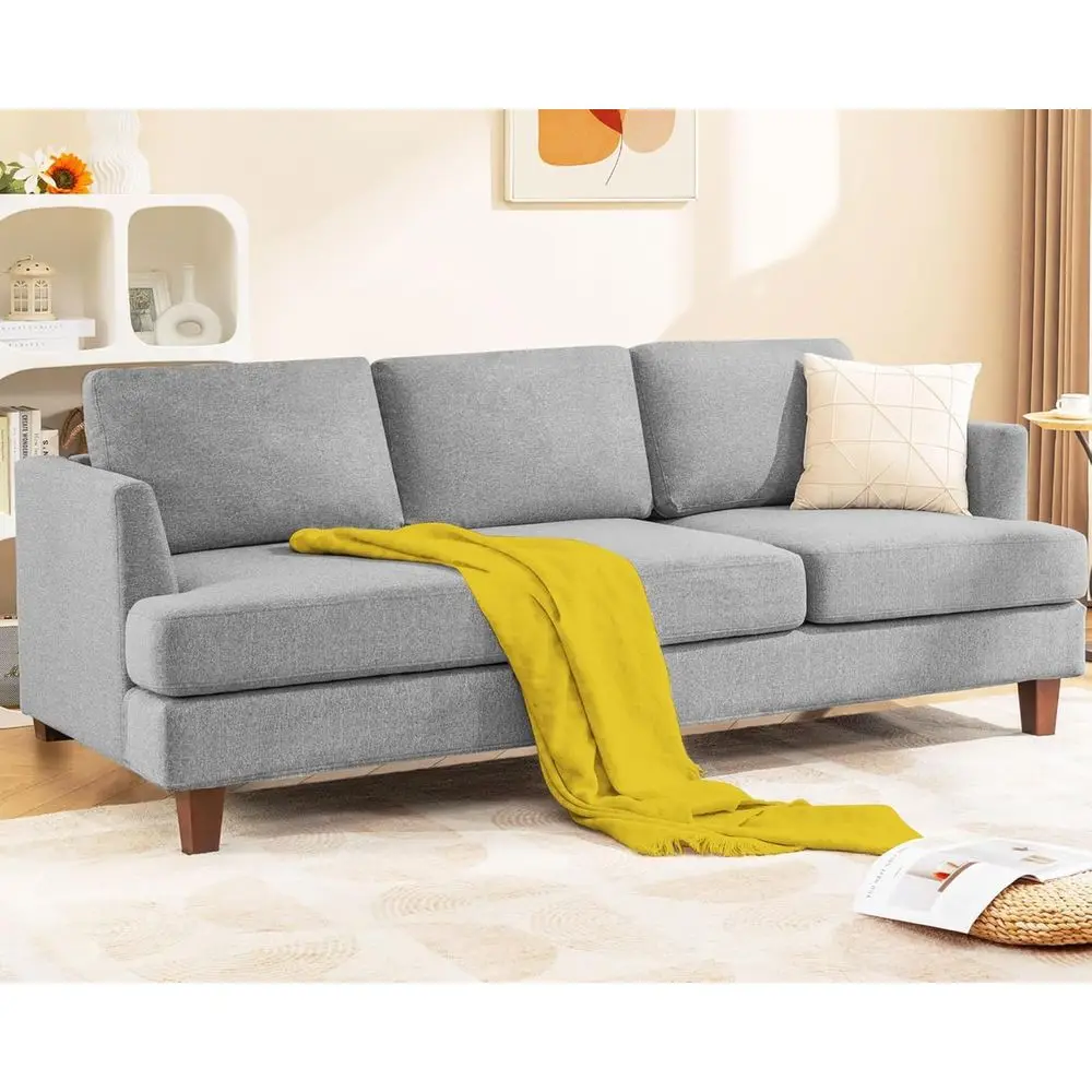 

Seater Sofa Couch with Deep Seats, 89 Mid Century Modern Upholstered Sofa with Armrests, Comfy Couches for Living Room, Bedroom,