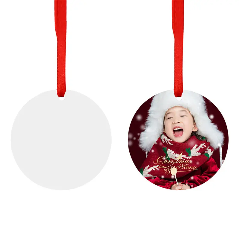 sublimation round aluminium christmas ornaments blank two sided printing thickness:1MM 30pcs/lot