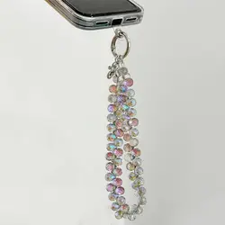 Crystal Bead Super Flash Mobile Phone Chain Luxury Sparkling Wrist Crystal Chain Lanyard Summer Jewelry Bag Accessories Keychain