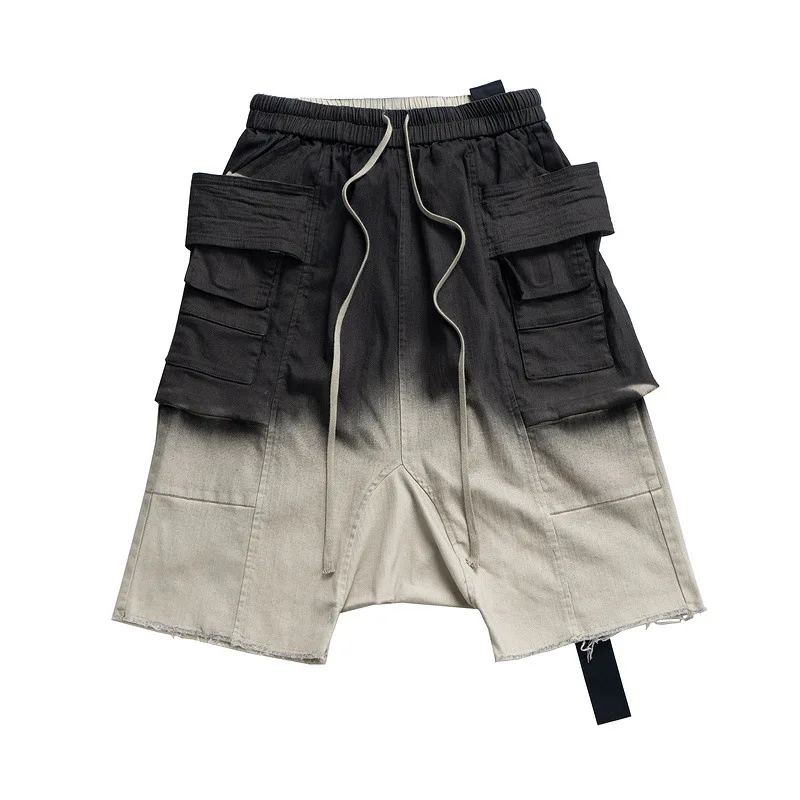 Men's Fashion High Street Oversized Hip Hop Harem Shorts Drop Crotch Loose Fit Vibe Style Short Pants Cross Short Trousers