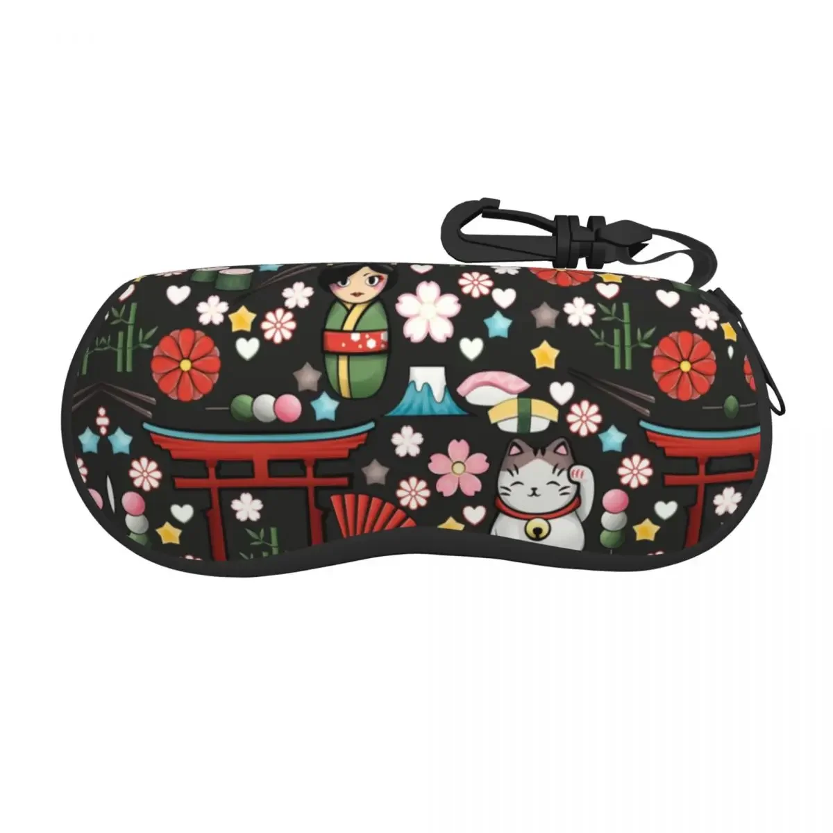 Custom Kawaii Maneki Neko Lucky Cat Shell Eyeglasses Protector Cases Fashion Sunglass Case Japanese Geisha Art Glasses Pouch