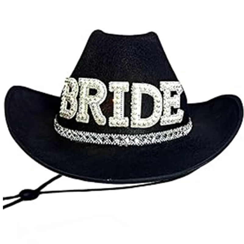 Fashion Cowboy Hat for Bridal Bridegroom Rhinestones Cowboy Hat Role Play Costume Masquerade Party Headwear Hair Decors