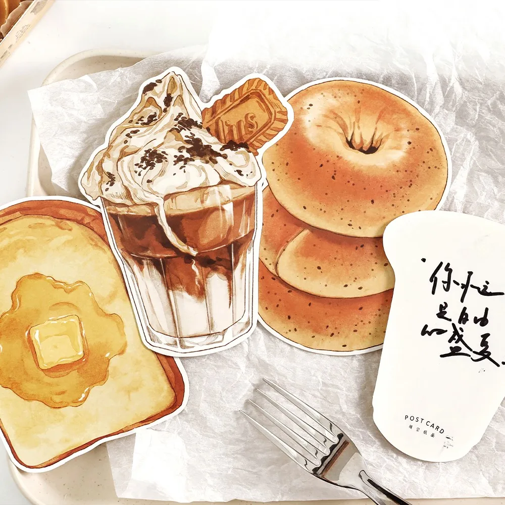 Card Lover 15 Pcs [Bread Coffee Series] Lovely Journal Sticky Notes Writable Memo Pad Material School Office Stationery