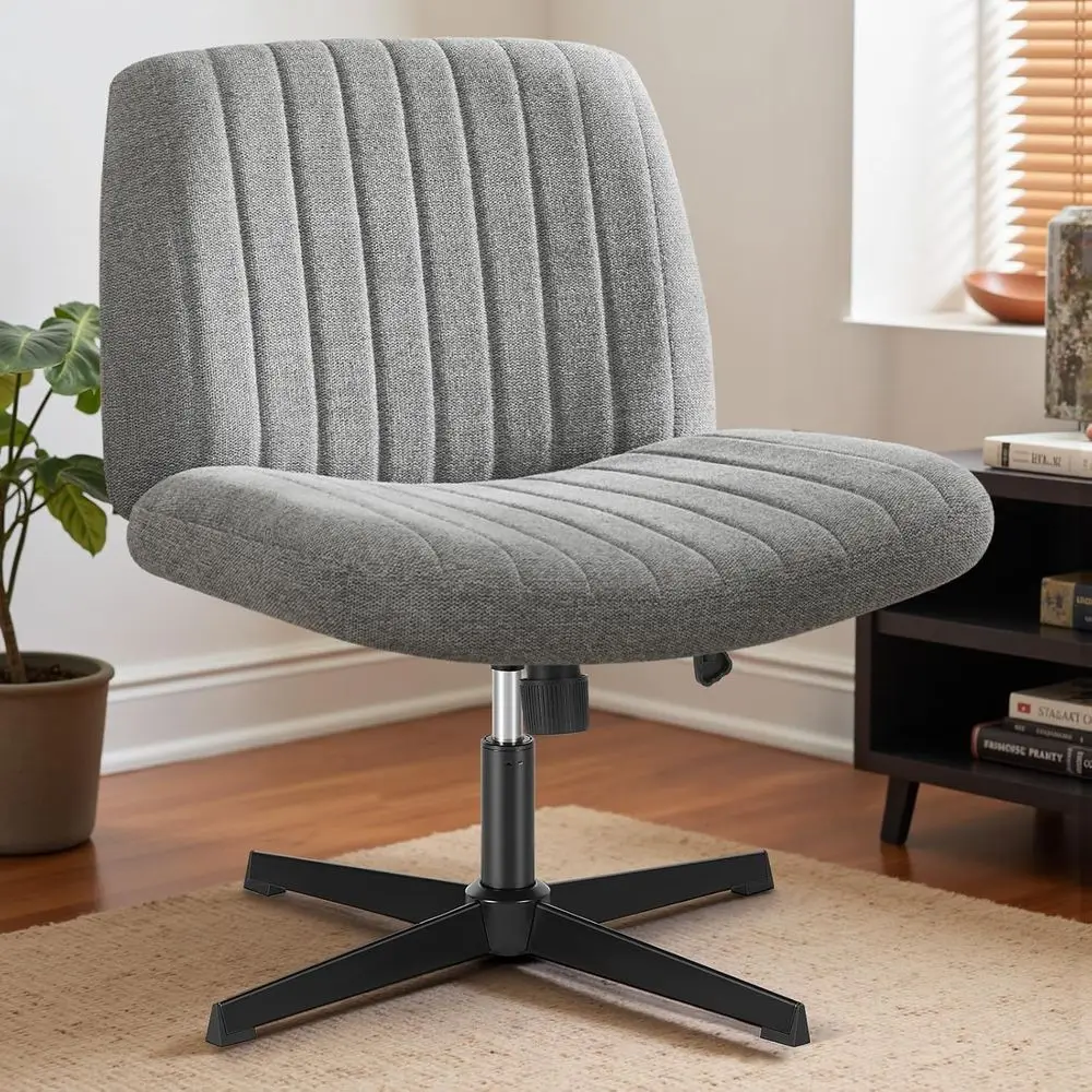 

Ergonomic Swivel Chair for Home Office Desk, Adjustable Height, Fabric Seat, No Wheels, Armless, Ideal for Makeup and Bedroom Us