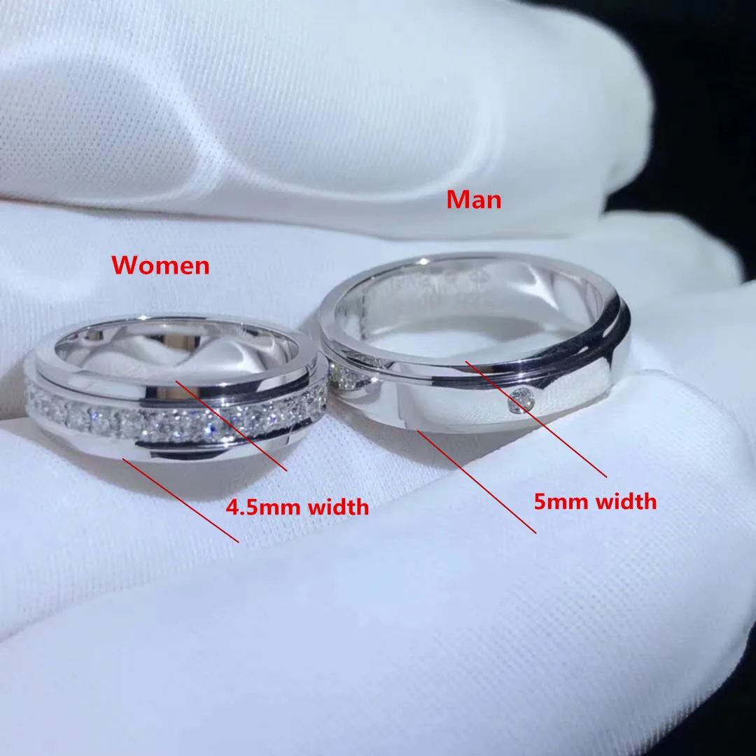 Buyee 925 Sterling Silver Wedding Ring Sets Light White Zircon Ring Finger for Woman Man Classic Couples Fine Jewelry Circle