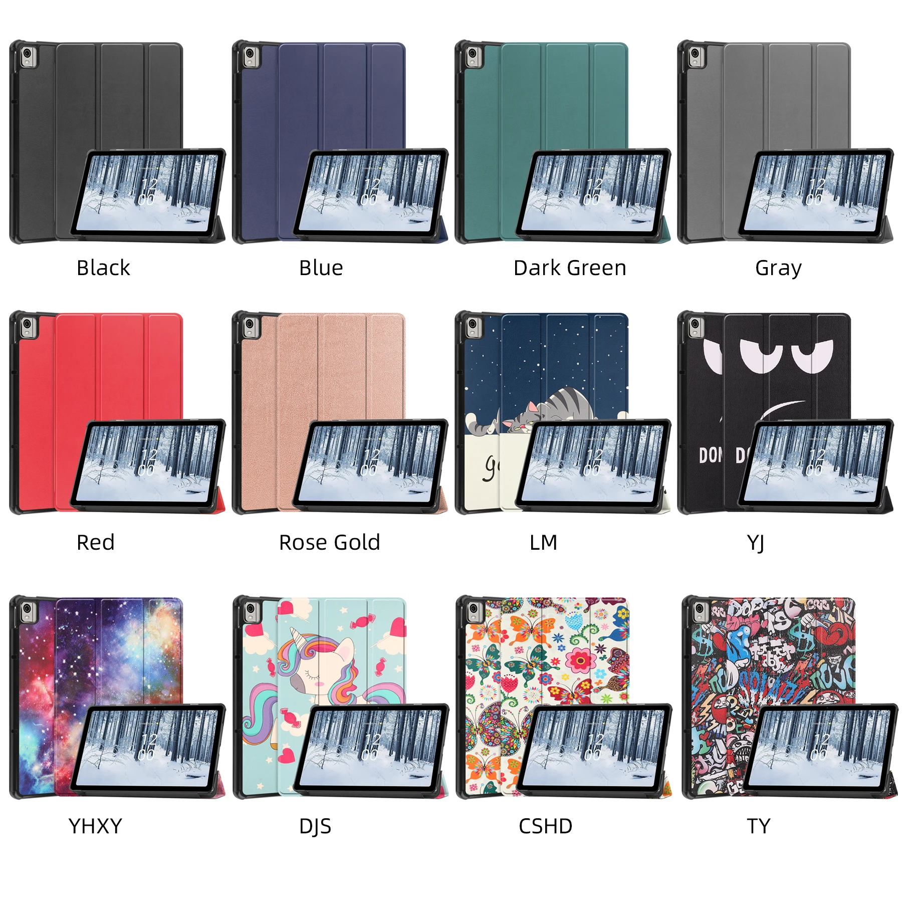 

For Nokia T21 T10 2022 T20 TCL TAB 10s 9080G 2021 VIVO PAD 11inch Case Tablet Cover Tri-fold TPU Leather with Auto Week Function