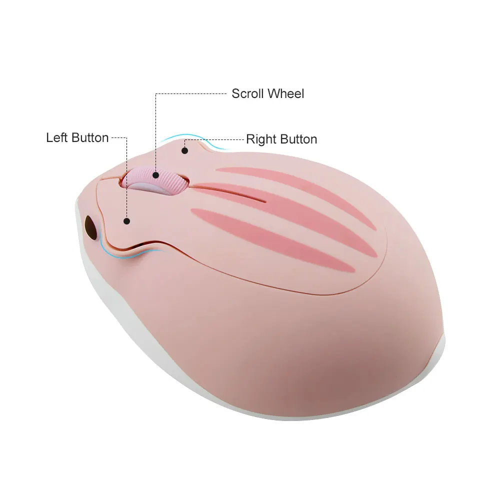 Souris sans fil ergonomique 2.4G, souris optique USB, souris de jeu Kawaii, dessin animé Hamster, PC, ordinateur portable, tablette, cadeau enfant