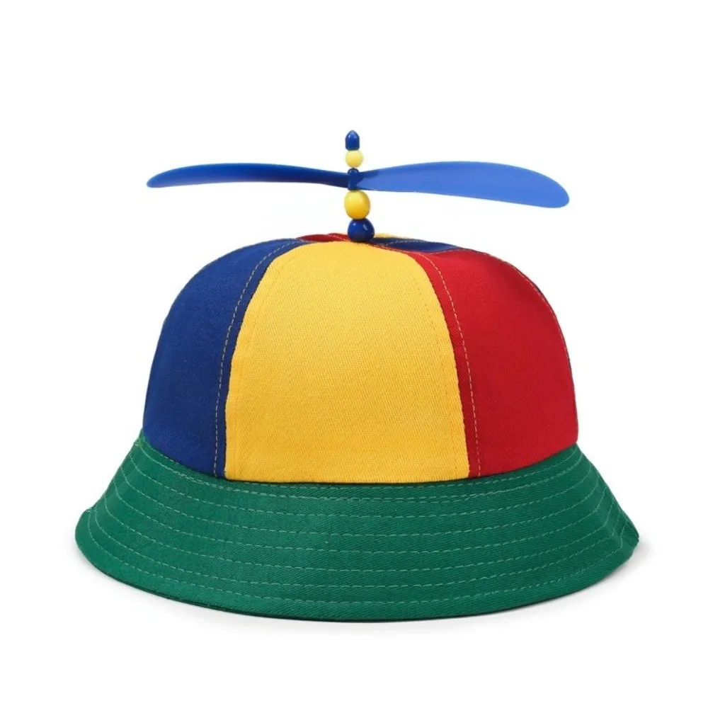 Rainbow Windmill Propeller Bucket Hat Wide Brim Comfortable Breathable Fishermen Cap Sun Protection Bamboo Dragonfly Cap