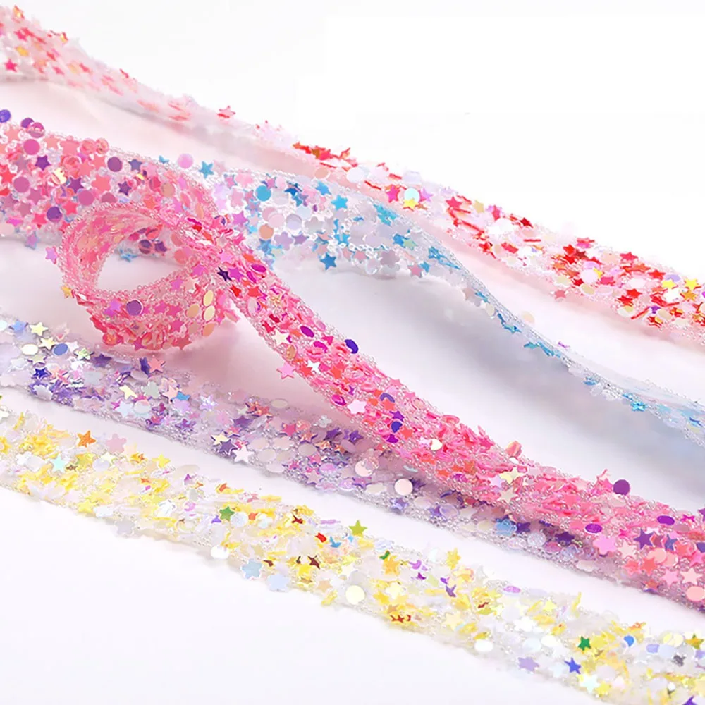 1 Yard 12 mm Stern-Pailletten-Streifen, selbstklebendes Band, doppelseitige Diamant-Rollen-Aufkleber für DIY-Handwerk, Geburtstagsdekoration – Detail 4