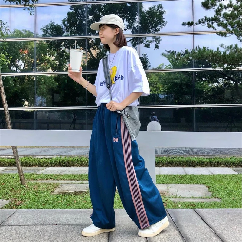 

Needles Tra Embroidery Wide Leg Pants OS Loose Version Lantern Casual Sports Trousers High Waist Long Pants
