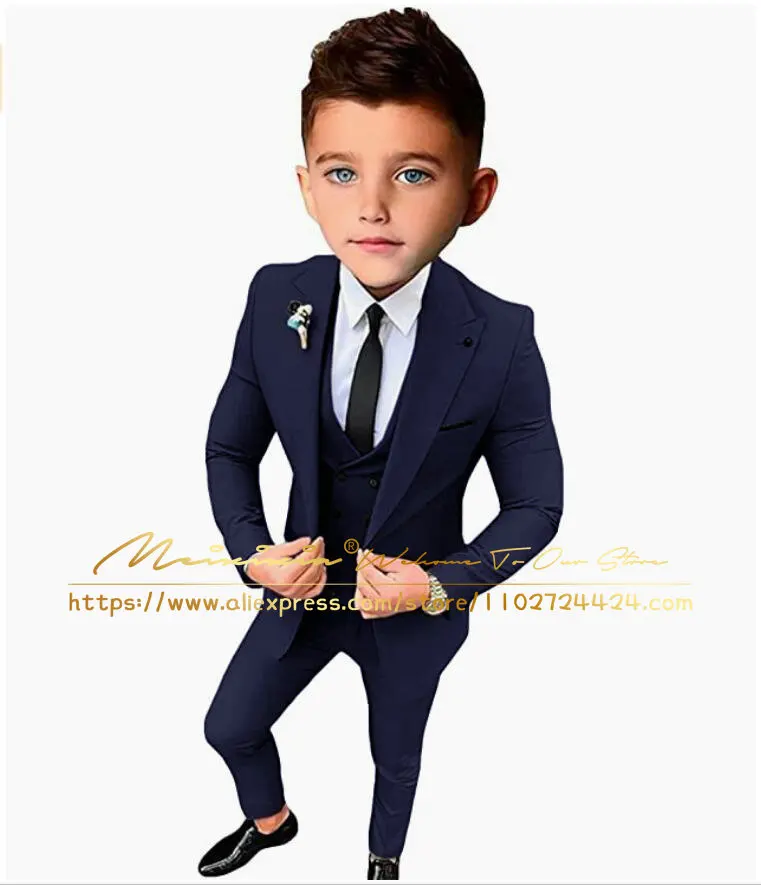 Boys Suit Wedding Tuxedo 3 Piece Light Purple Jacket Pants Vest Child Formal Blazer Set Slim Fit Outfit costume garcon mariage