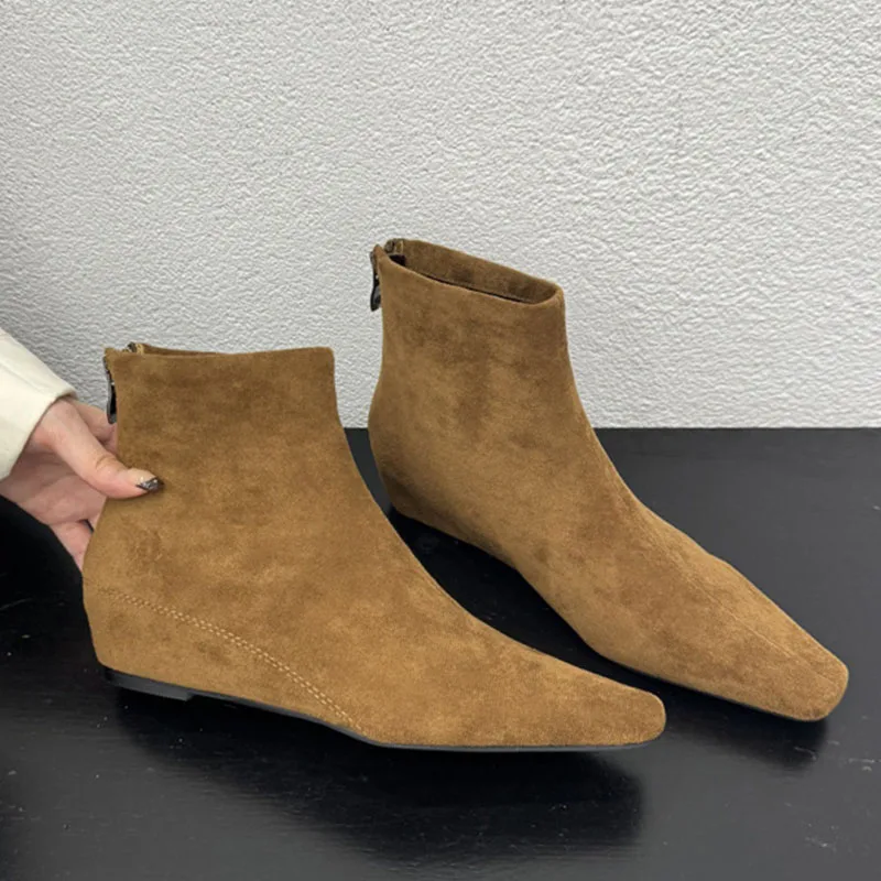 

Winter New Women Ankle Boots Fashion Low weadge Heel Ladies Casual Short Boots Shoes Soft Heel Back Zipper Martin-Boos New Boots