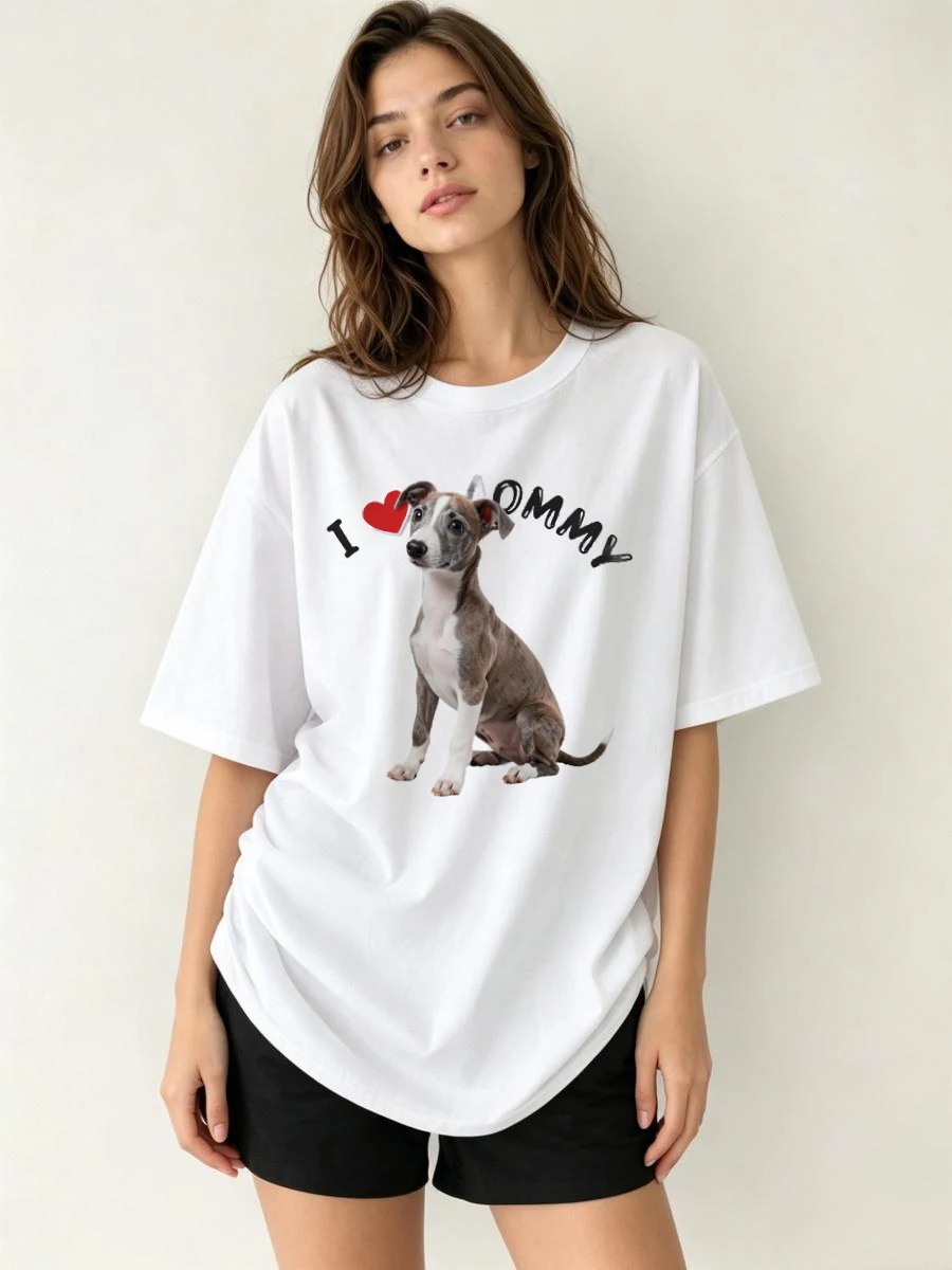 T-shirt à imprimé animal, coupe décontractée, authentique, résistant aux plis, respirant, absorbant, doux, flatteur, simple, pour le quotidien
