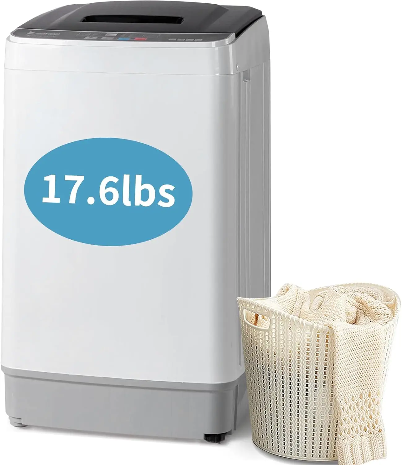 

Full Automatic Washing Machine for Apartments, RV, Camping - 17.6Lbs, Top Load with Drain Pump, 10 Wash Programs