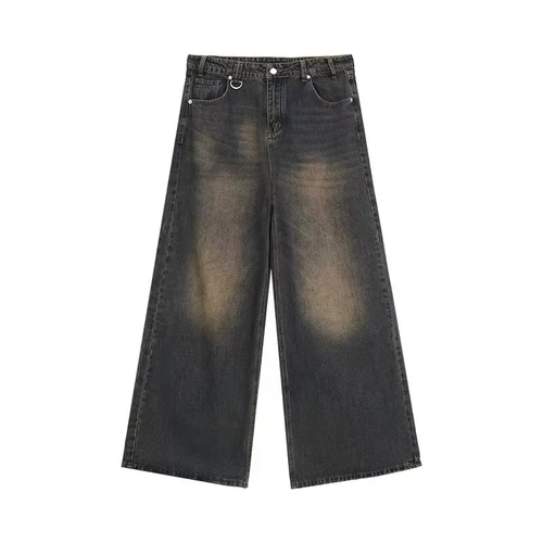 Pantalones vaqueros holgados de verano para hombre, pantalones vaqueros de pierna ancha rectos de estilo americano Vintage Unisex, pantalones casuales de gran oferta de marca a la moda