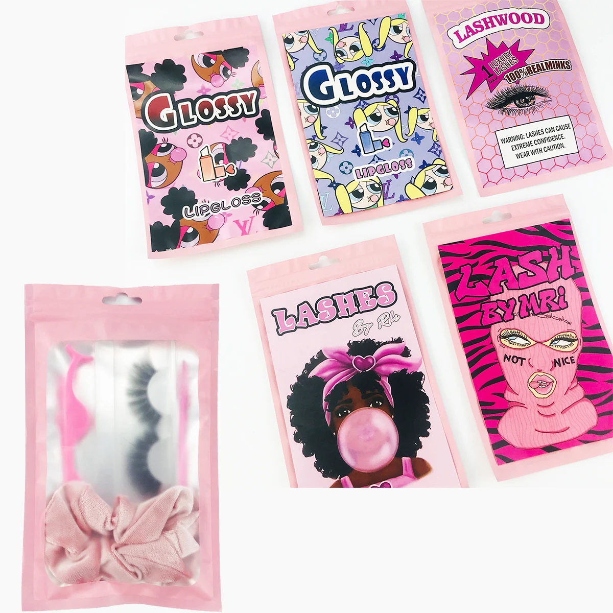 

Оптовые сумки для ресниц на заказ Розовые ресницы Упаковочная сумка с индивидуальным логотипом оптом