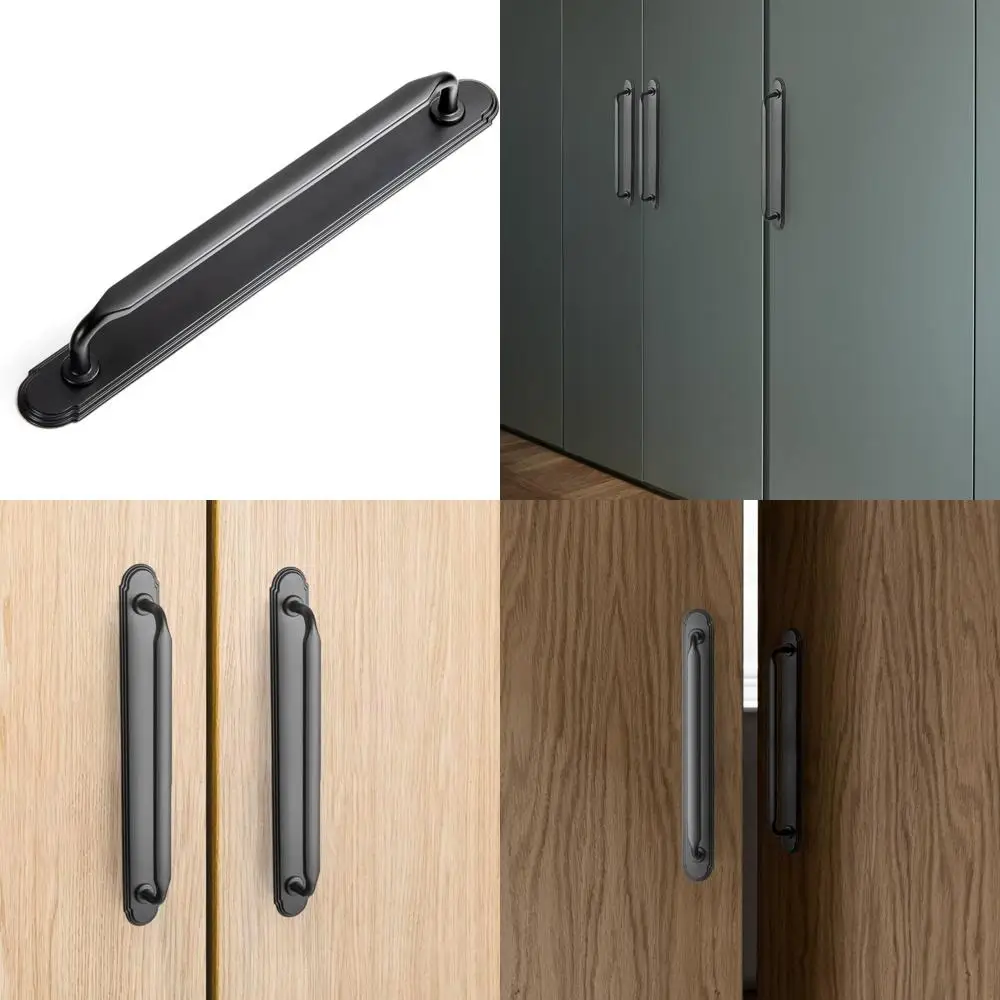 مقابض خزانة من سبائك الزنك مع لوحة خلفية - أجهزة سحب من المنتصف إلى المركز مقاس 7.56 بوصة لغرف النوم والمطابخ، عبوتان