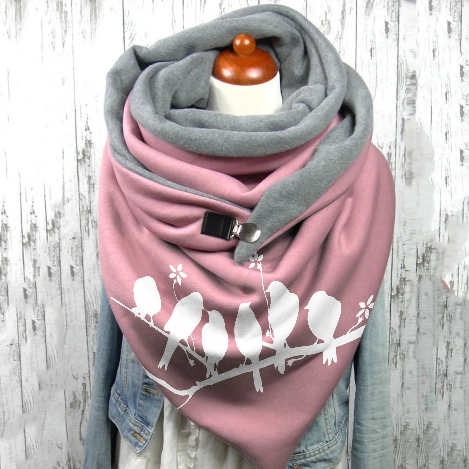 

Women Feather Vintage Print Boho Scarf Shawls Wraps Winter Warm Short Scarves Womens Shawl Wrap