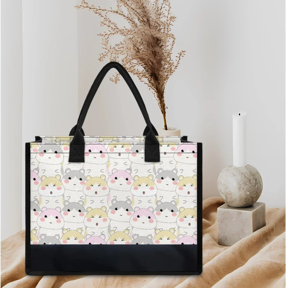 Niedliche Cartoon Hamster Design Einkaufstaschen weibliche große Kapazität lässig Straße pendeln elegante Umhängetasche Tier liebhaber Geschenk