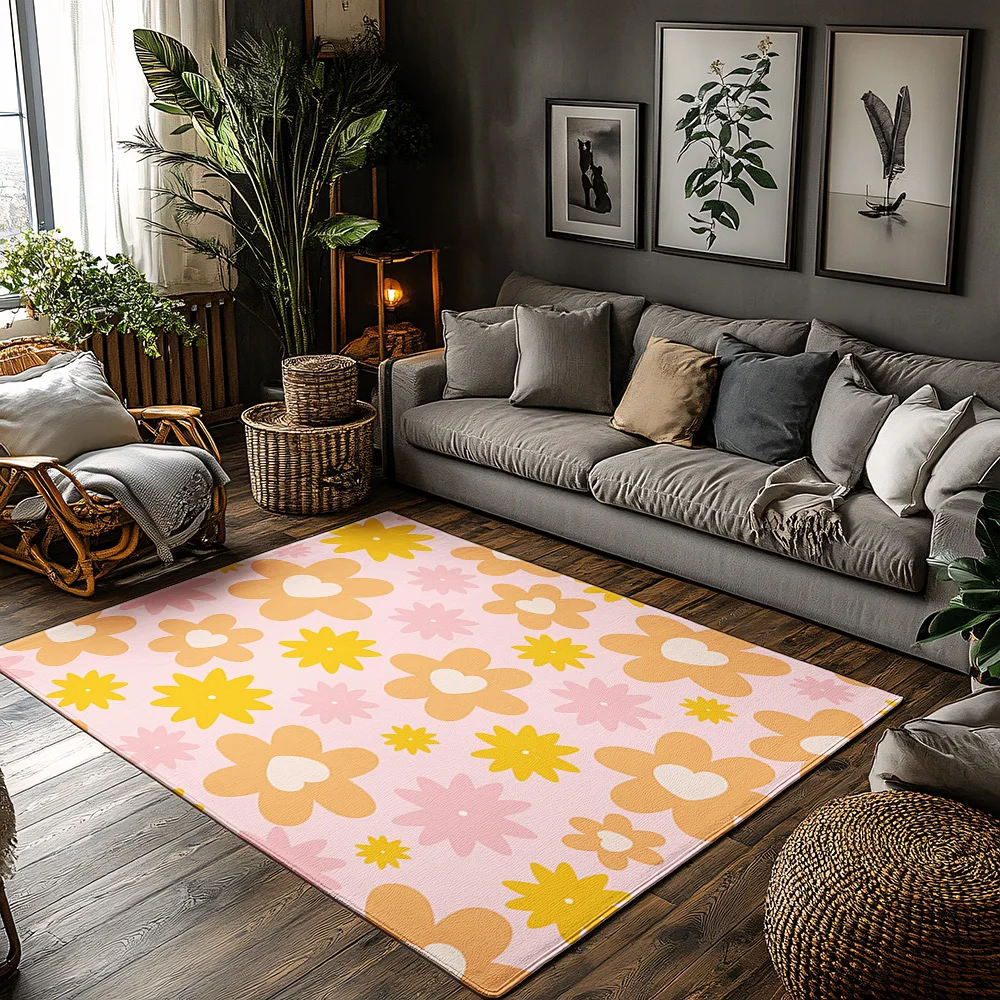 

Милый цветочный коврик, моющиеся нескользящие внутренние и уличные коврики, коврики для дома, декор пола, подарки на новоселье, цветочные входные коврики