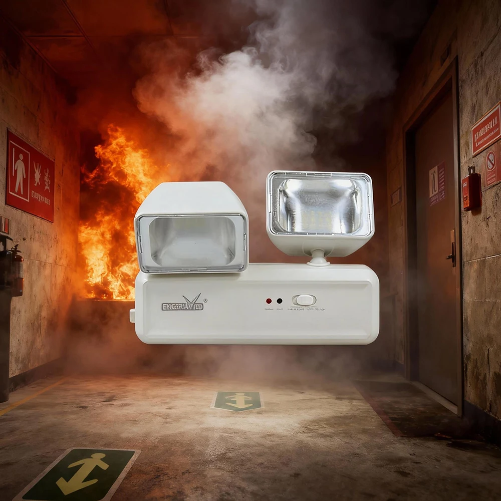 مصابيح خروج الطوارئ LED مصابيح الطوارئ ذات الرؤوس المزدوجة وبطارية احتياطية لمكافحة الحرائق لمستشفى المدرسة والبناء التجاري