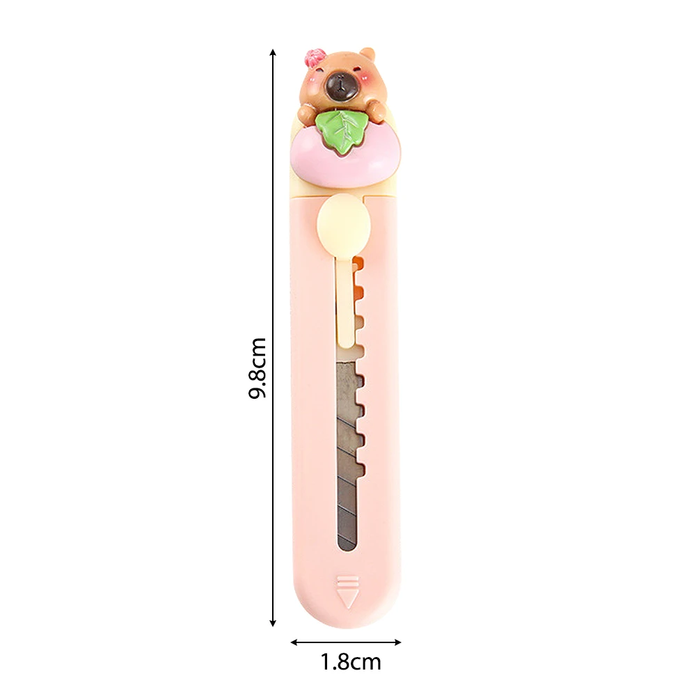 1Pcs Mini Capibara Cutter Plastic Paper Cutting Tool Cute Cartoon Retractable Letter Opener Portable School Office Supplies