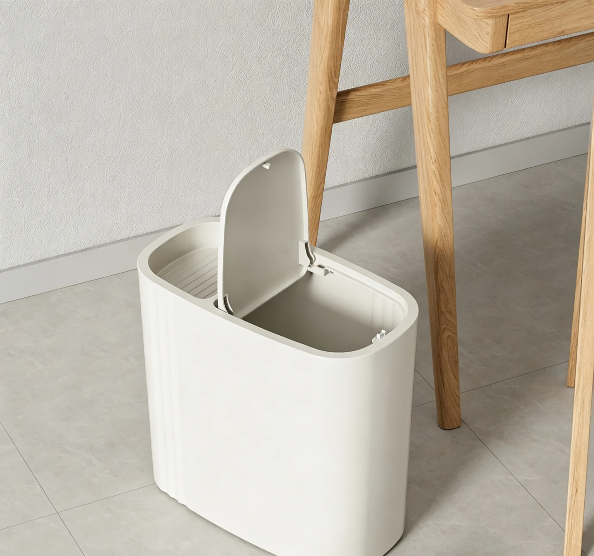 Japanese Style Press Narrow Gap Trash Can With Lid Slim Bathroom Toilet Waste Bin High‑Value Home Storage Garbage Basket