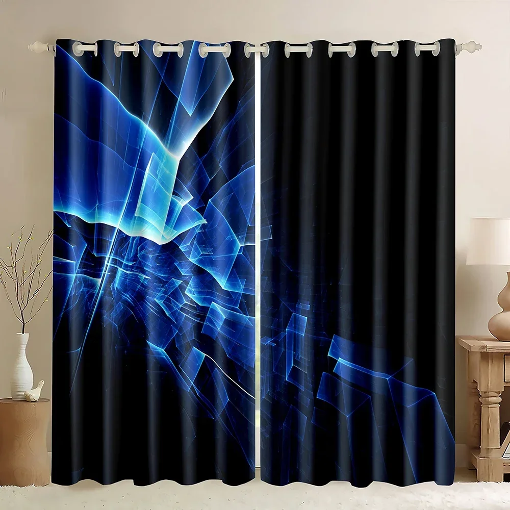 Abstract Window Blackout Curtains,Cubes and Blocks Form Abstract Style Geometric Digital Graphic Art Pattern Window Treatments