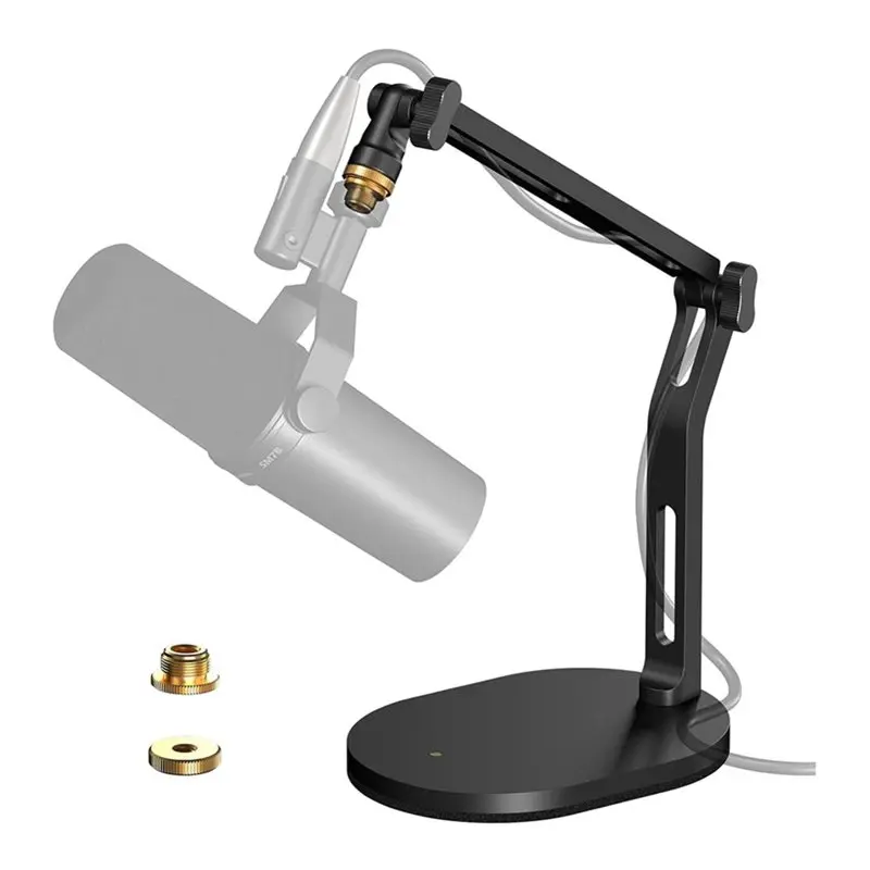 PHILE-Mic Stand With Desk Mount Desktop Microphone 3/8" To 5/8" Adapter,For Blue Yeti,Hyperx Quadcast,Solocast SM7B