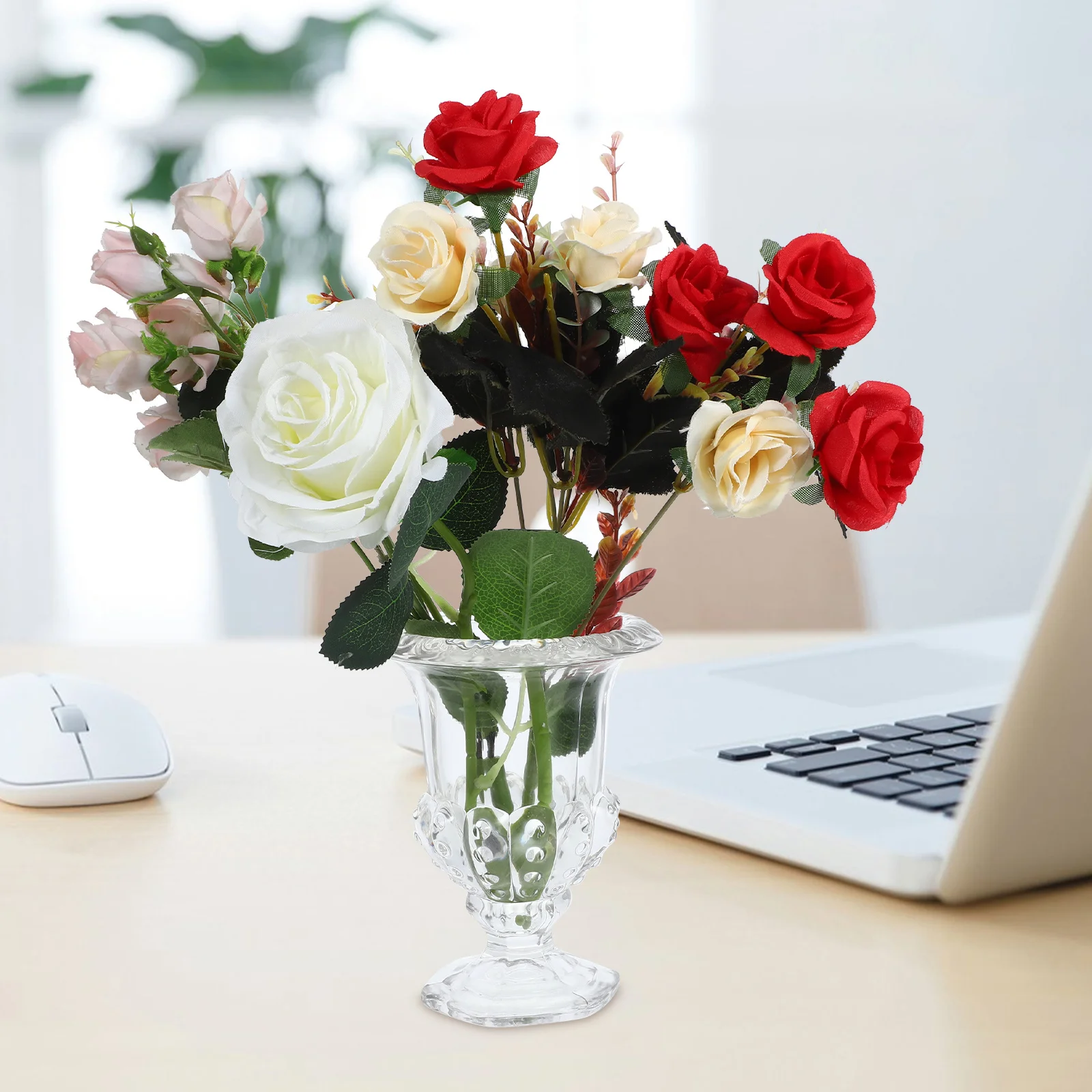 

Small Clear Glass Vase Roman Style Tall Base Glass Urn Vase for Wedding Home Decor Table Desk Flower Vase, Wedding Supplies