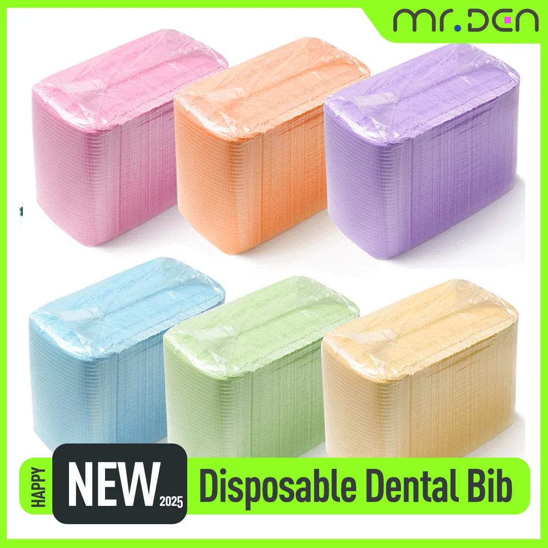 Disposable Dental Towel Colorful paper film laminated untied scarf Bibs Cosmetic Towel Waterproof Table Mat