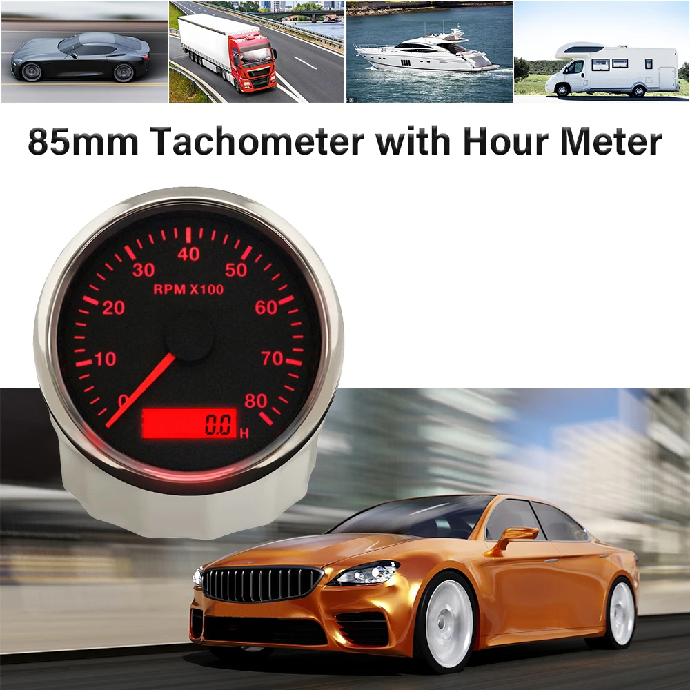 

ELING Waterproof 85mm RPM Tachometer Gauge 0-3000RPM 0-4000RPM 0-8000RPM Meter with Backlight for Car Motorcycle Boat