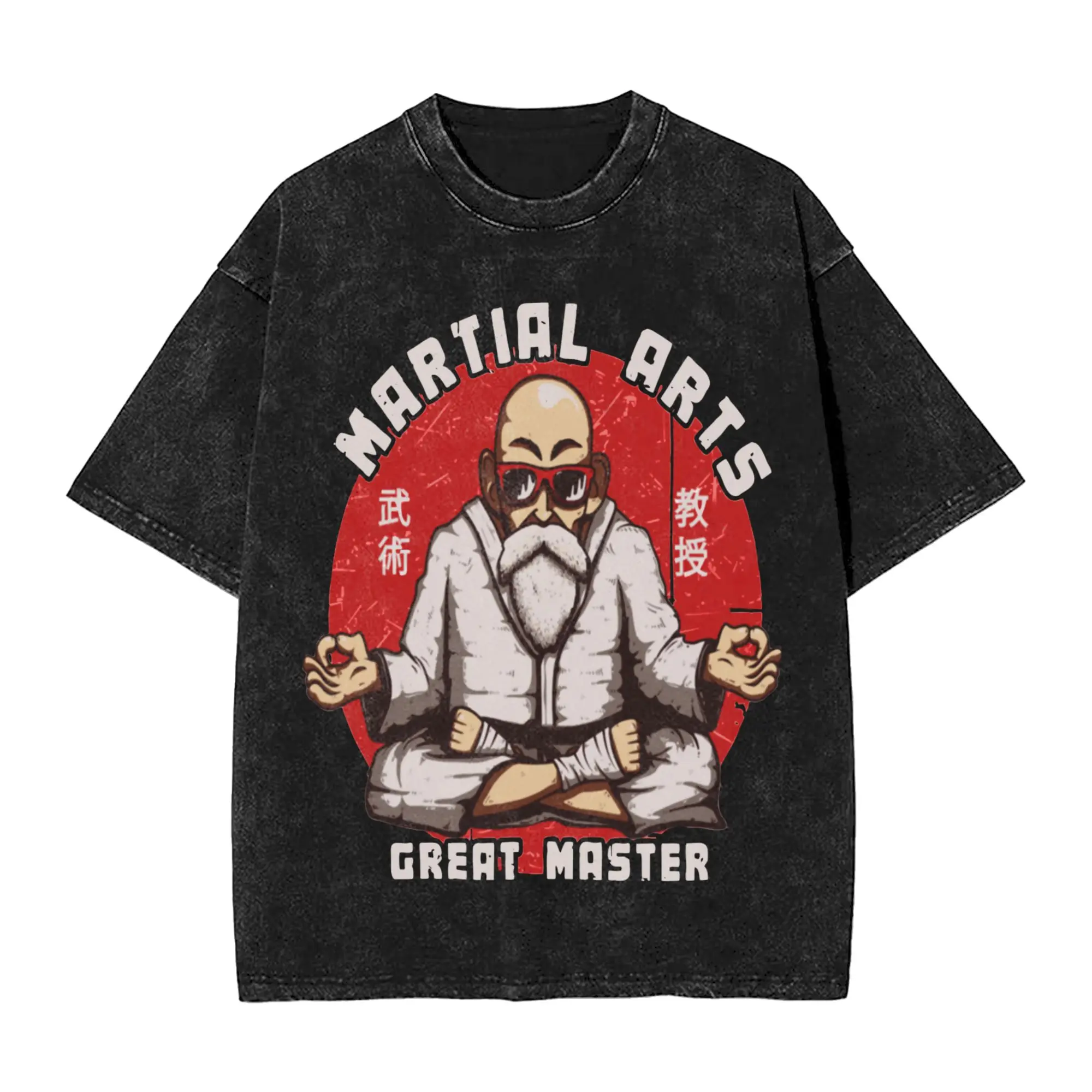 Muten Master Roshi Dragon Ball T Shirt Hip Hop Washed Short Sleeve Oversize T-Shirt Anime Dbz Vintage Men Women Streetwear Tees