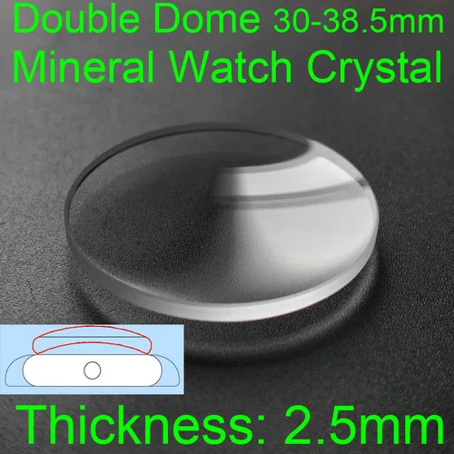 Cristal de reloj Mineral de doble cúpula de 2,5mm de espesor, 30mm - 38,5mm, pieza de repuesto para reparación de lentes de cristal de reloj transparente redondo