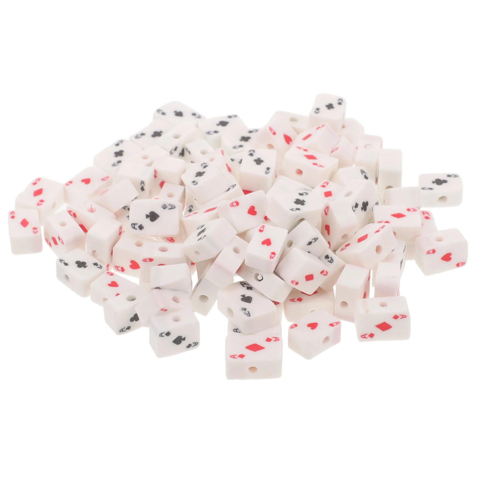 100 Pcs Feng Shui Luck Charms Playing Card Beads Cards Clay Necklace Loose Spinner Kit