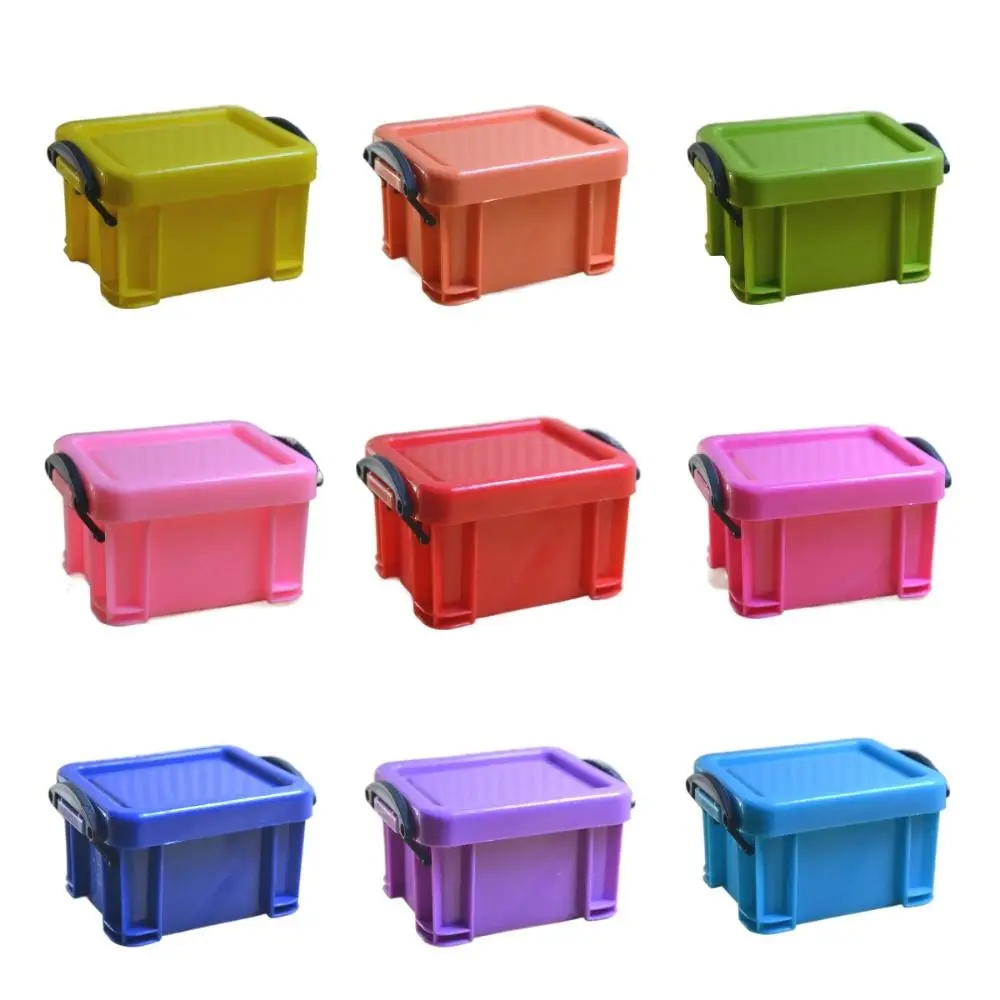 Multi-functional Mini Buckle Storage Box Candy Color Minimalism Mini Storage Container Plastic Desktop Organizer Box