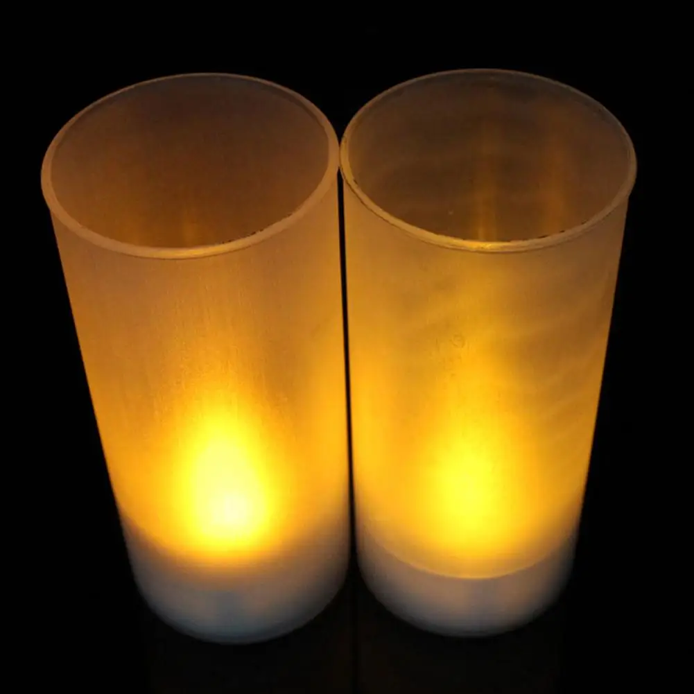 LED Rechargeable Flameless Electronic Candle Lights With Plastic Cup For Valentine Day Weddings Decorative Candles Home Decor