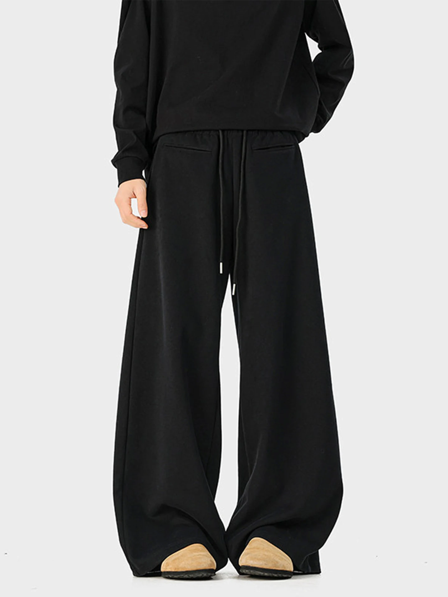 

Мужские зимние повседневные брюки Bla Fce с широкими штанинами и флисовой подкладкой, американские прямые брюки, удобные свободные джинсы