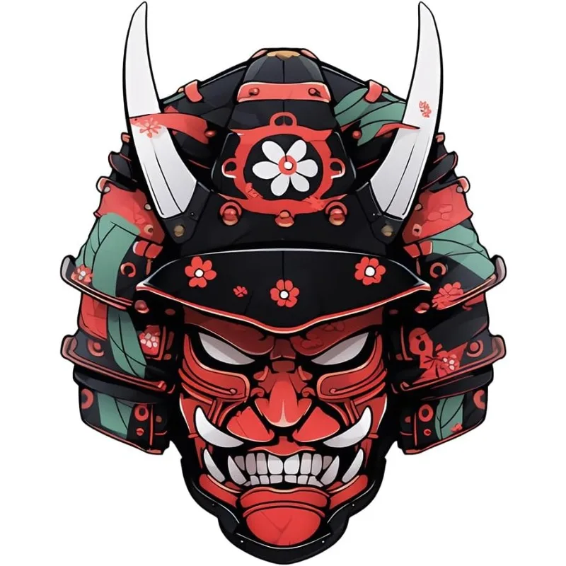 1Pc Red Black Oni Samurai Vinyl Sticker Waterproof For Car Bumper Helmet Laptop Water Bottle Wall Door Decor Holiday Gift