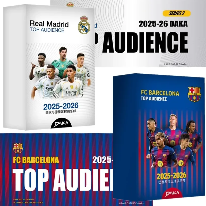 Tarjetas Coleccionables Oficiales del Real Madrid/FC Barcelona de la Serie 2 Top Audience de DAKA 2025-26 - Paquetes de Tarjetas Coleccionables de Estrellas del Fútbol