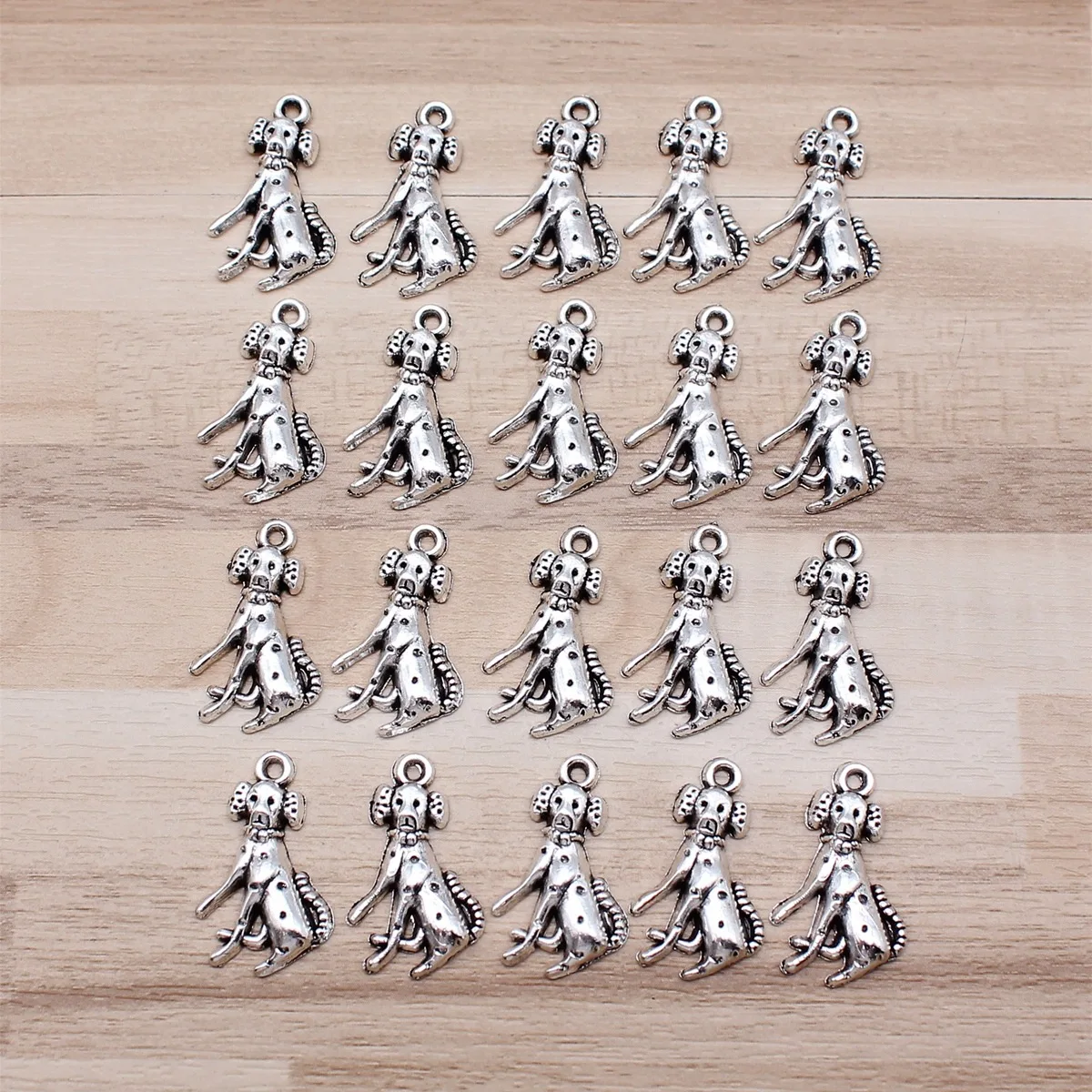 IFOCUS 20pcs/Lot Cute Dalmatian Dog Charms For DIY Jewelry Making Zinc Alloy 22x12mm/0.87x0.47inch