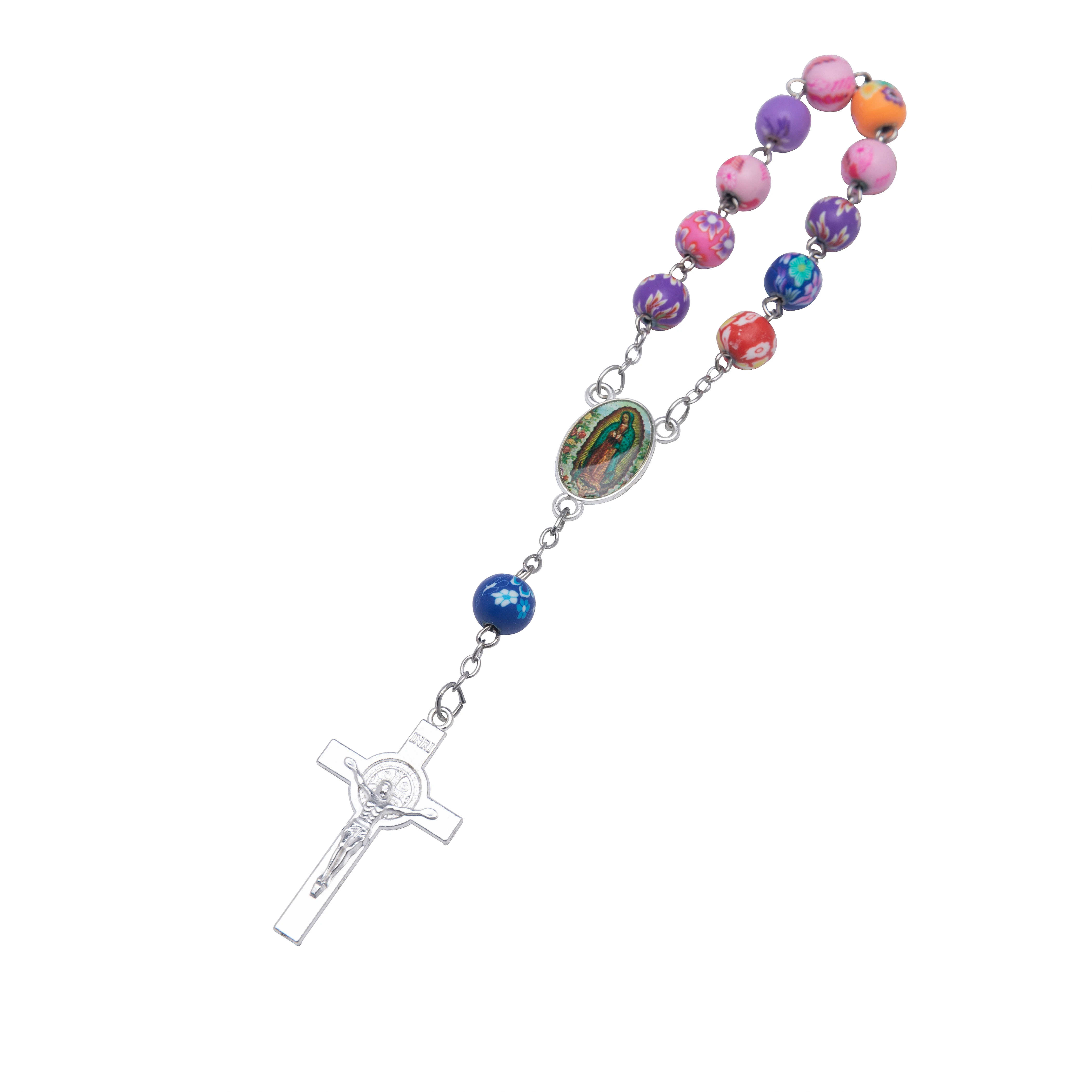 CR031 10 pezzi di alta qualità in argilla polimerica perline colorate bracciale rosario cattolico bracciale donna religioso gesù crocifisso