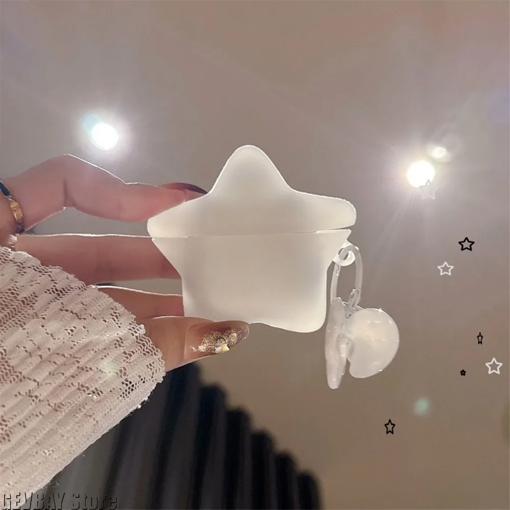 Świecące, półprzezroczyste etui w kształcie gwiazdy na Apple Airpods 1 2 3 4 Pro2, bezprzewodowe etui na słuchawki, pudełko ładujące do Airpods Pro3 z zawieszką. — zdjęcie produktu 5
